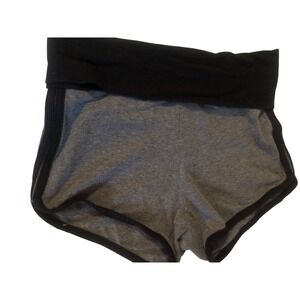 EttelLut Womens Heather Gray Lounge Shorts Black FoldOvers stretch side stripe S